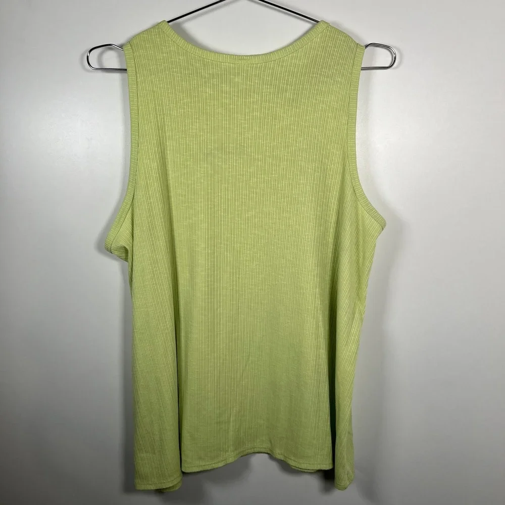 Old Navy Luxe Tank Top Womens XL Lime Green‎ Ribbed Sleeveless Crew Neck Relaxed - Picture 6 of 7